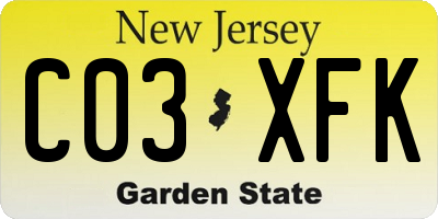 NJ license plate C03XFK