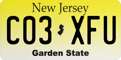 NJ license plate C03XFU