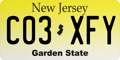 NJ license plate C03XFY
