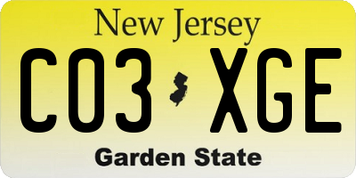 NJ license plate C03XGE