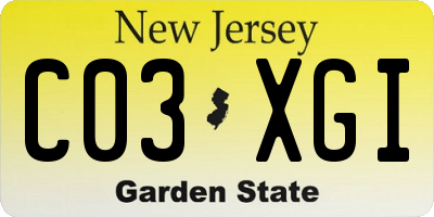NJ license plate C03XGI
