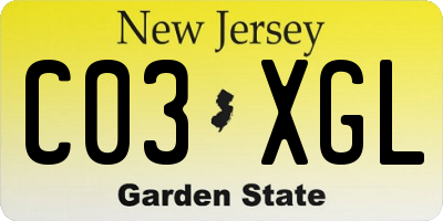 NJ license plate C03XGL