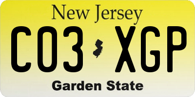 NJ license plate C03XGP