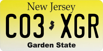 NJ license plate C03XGR