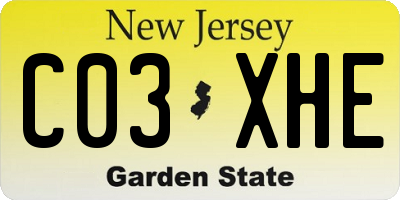 NJ license plate C03XHE