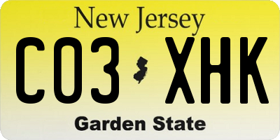 NJ license plate C03XHK