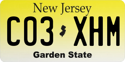 NJ license plate C03XHM