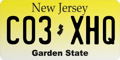 NJ license plate C03XHQ