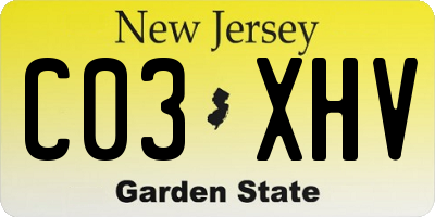 NJ license plate C03XHV