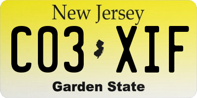 NJ license plate C03XIF