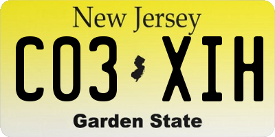 NJ license plate C03XIH