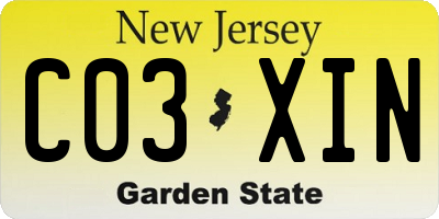 NJ license plate C03XIN