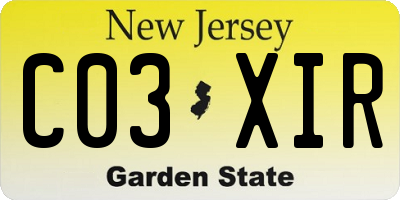 NJ license plate C03XIR