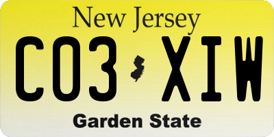 NJ license plate C03XIW