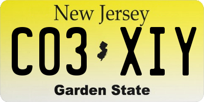 NJ license plate C03XIY