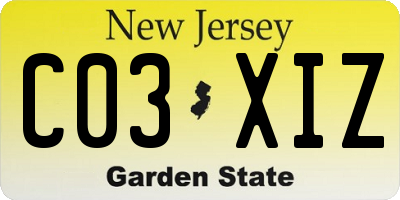 NJ license plate C03XIZ