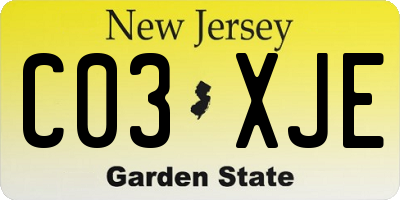 NJ license plate C03XJE
