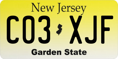 NJ license plate C03XJF