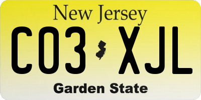 NJ license plate C03XJL