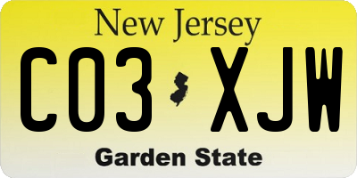 NJ license plate C03XJW
