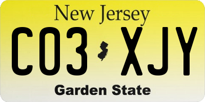 NJ license plate C03XJY