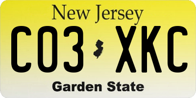 NJ license plate C03XKC