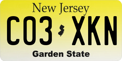 NJ license plate C03XKN
