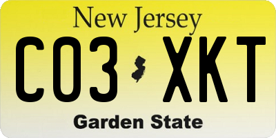 NJ license plate C03XKT