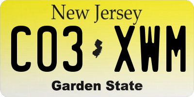 NJ license plate C03XWM