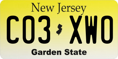 NJ license plate C03XWO