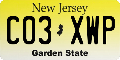 NJ license plate C03XWP