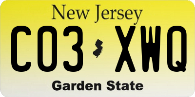 NJ license plate C03XWQ