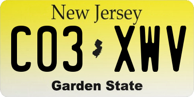 NJ license plate C03XWV