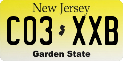 NJ license plate C03XXB