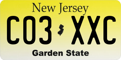 NJ license plate C03XXC