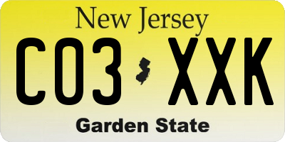 NJ license plate C03XXK