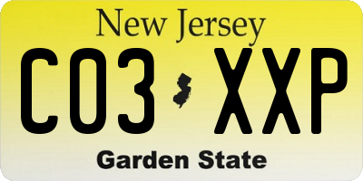 NJ license plate C03XXP