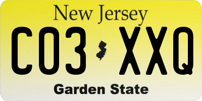 NJ license plate C03XXQ
