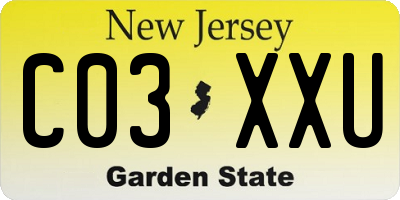 NJ license plate C03XXU