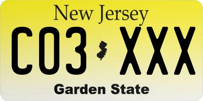 NJ license plate C03XXX