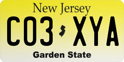 NJ license plate C03XYA