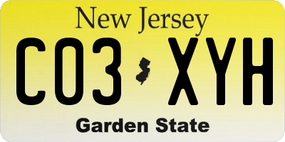 NJ license plate C03XYH