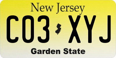 NJ license plate C03XYJ