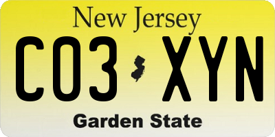 NJ license plate C03XYN