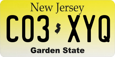 NJ license plate C03XYQ
