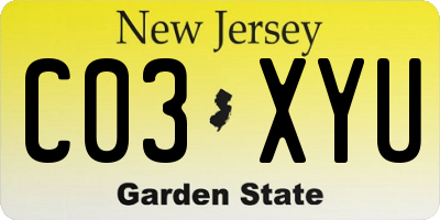 NJ license plate C03XYU