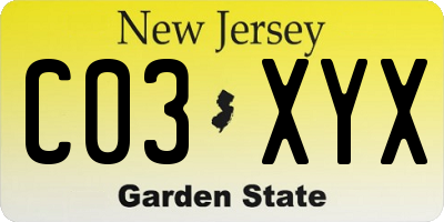 NJ license plate C03XYX