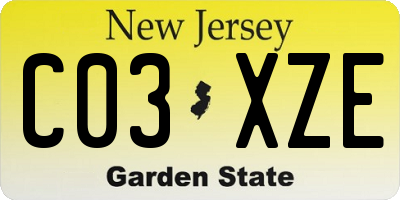 NJ license plate C03XZE