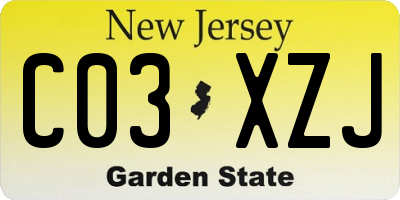 NJ license plate C03XZJ