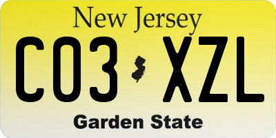 NJ license plate C03XZL